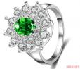 925 sterling zilveren ring met groene zirkoon van bloem