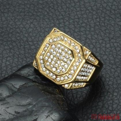 Fashion heren goud verguld ring met zirkonen